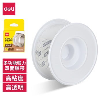 得力33605双面透明胶带30mm*1.5m*1mm(透明)(1卷/盒)